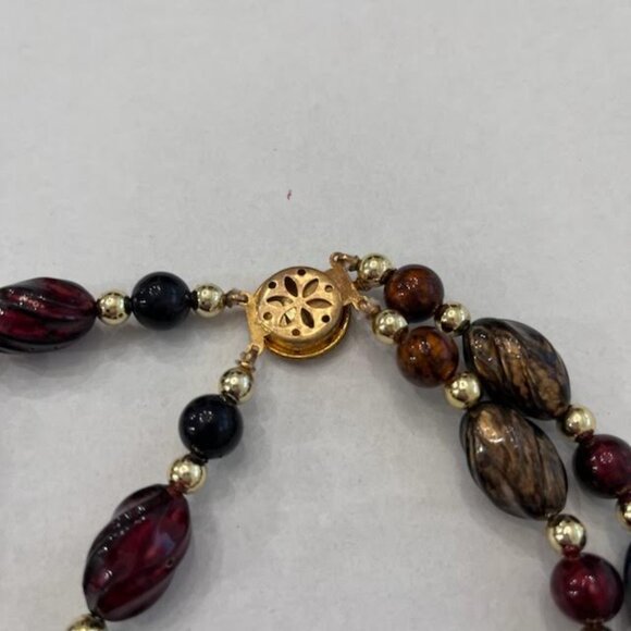 Beaded Necklace Statement Multi Strand with Gold Clasp 12" when clasped VTG - Picture 4 of 4